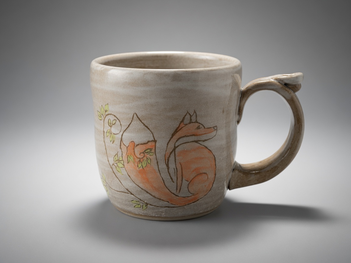 Curled Fox handmade pottery mug by Slow Phase Clay, view 1 of 2