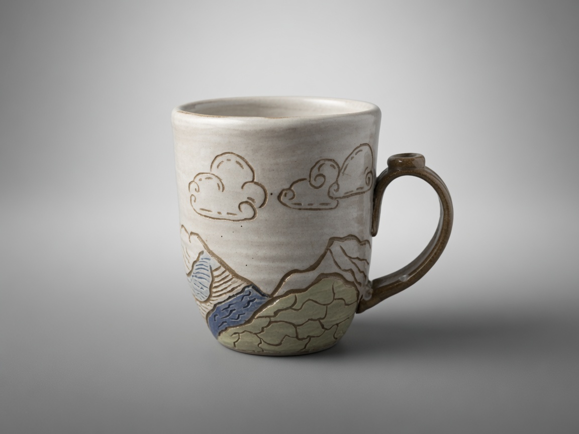 Hillside Stream handmade pottery mug by Slow Phase Clay, view 1 of 2