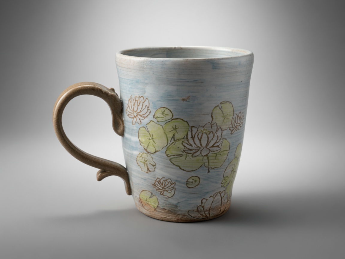 Lily Pond handmade pottery mug by Slow Phase Clay, view 1 of 2