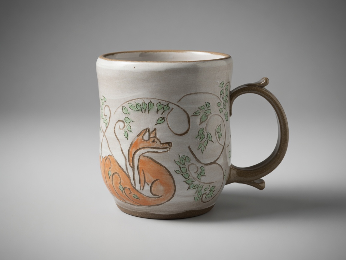 Moon Fox handmade pottery mug by Slow Phase Clay, view 1 of 2