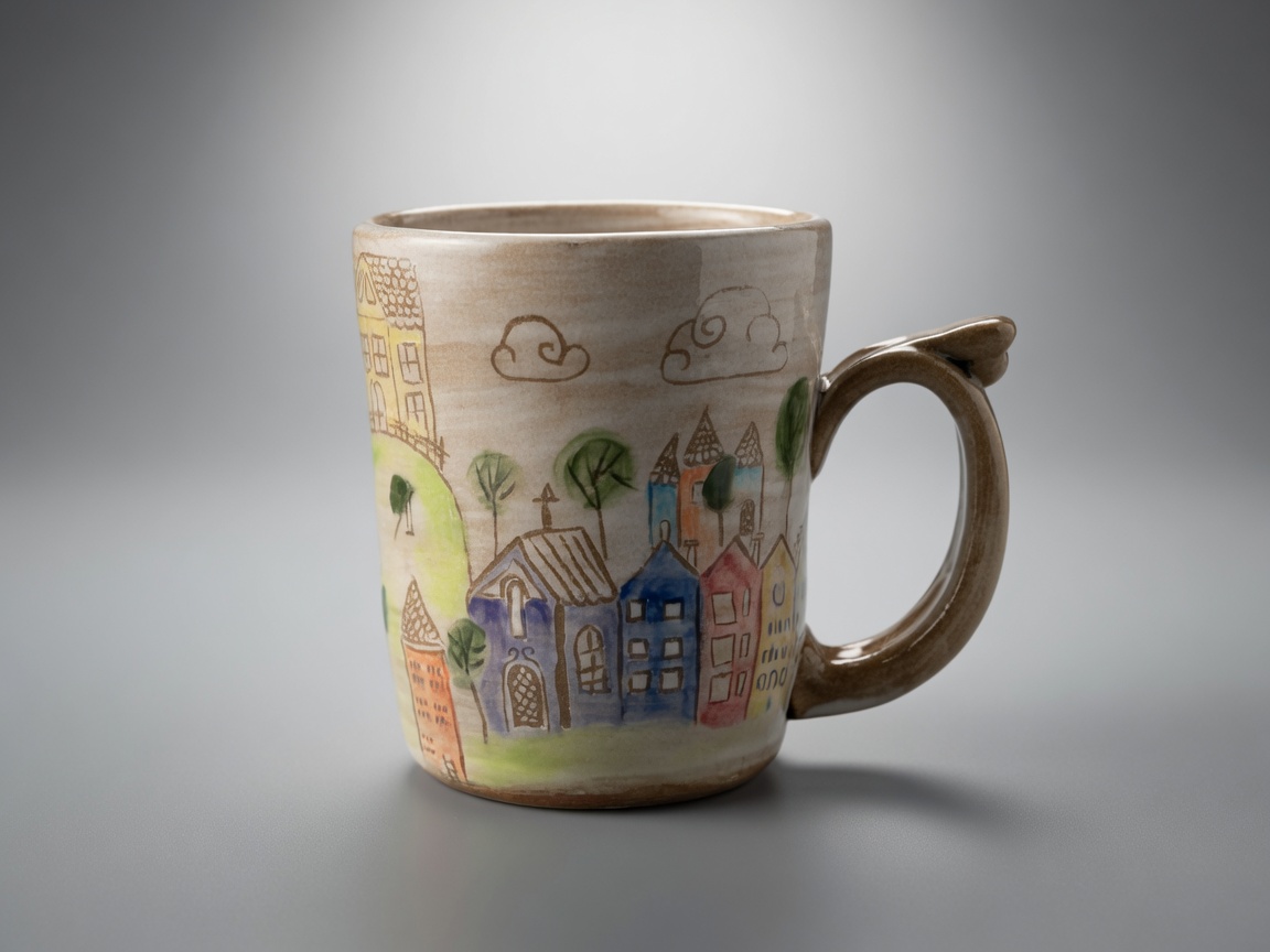 Pastel Village handmade pottery mug by Slow Phase Clay, view 1 of 2