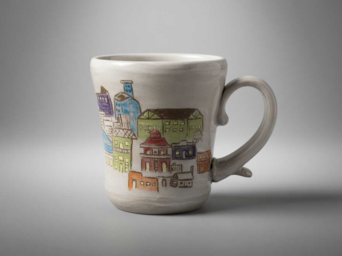 Sketch City handmade pottery mug by Slow Phase Clay, view 1 of 2