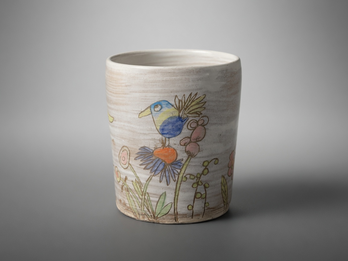 Songbird Meadow handmade pottery mug by Slow Phase Clay, view 1 of 3