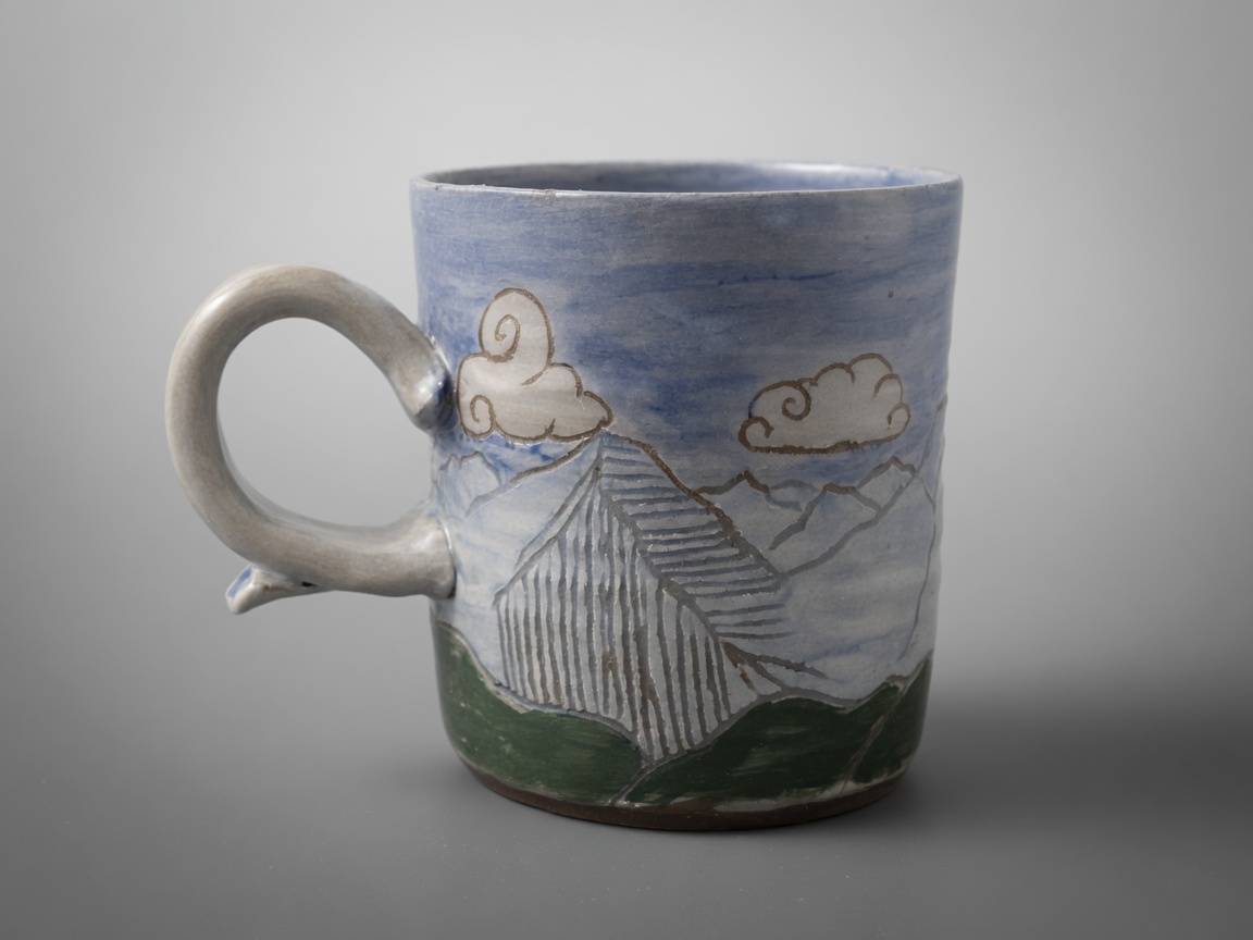 Striped Peak handmade pottery mug by Slow Phase Clay, view 1 of 2
