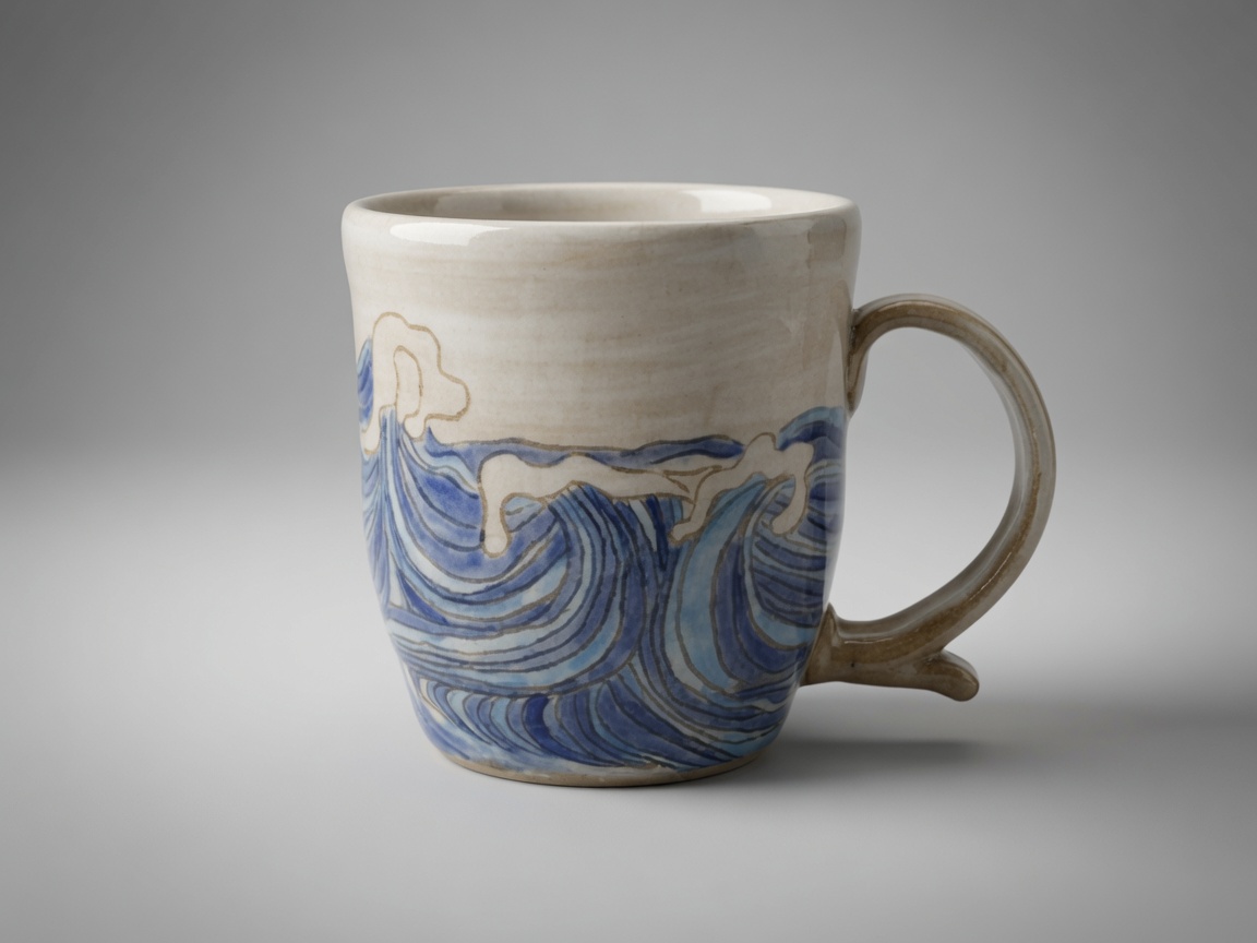 Cresting Tide handmade pottery mug by Slow Phase Clay, view 1 of 2
