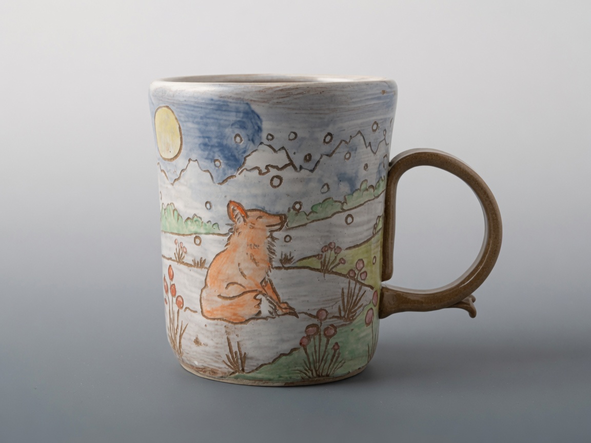 Winter Fox handmade pottery mug by Slow Phase Clay, view 1 of 2